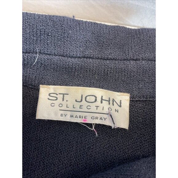 ST JOHN Collection Dark Navy‎ Santana Knit Zip Up Sweater Jacket Size 6 Cardigan - Picture 5 of 9